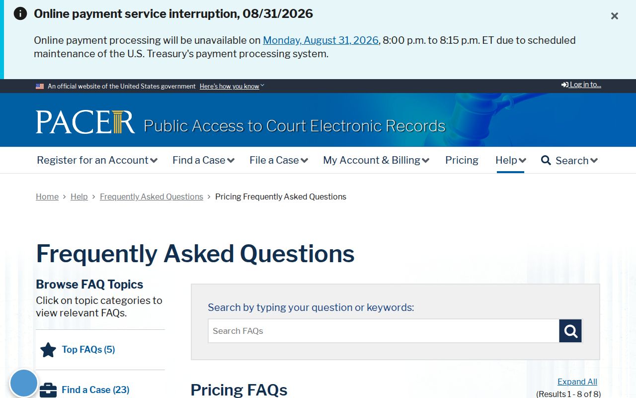 Laingsburg court docket PACER pricing reference