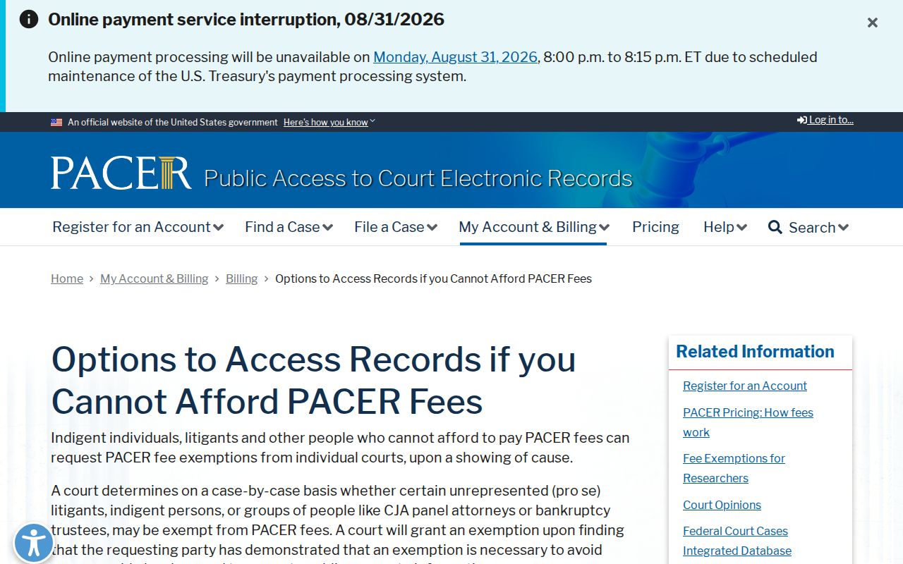 Laingsburg court docket PACER access options reference