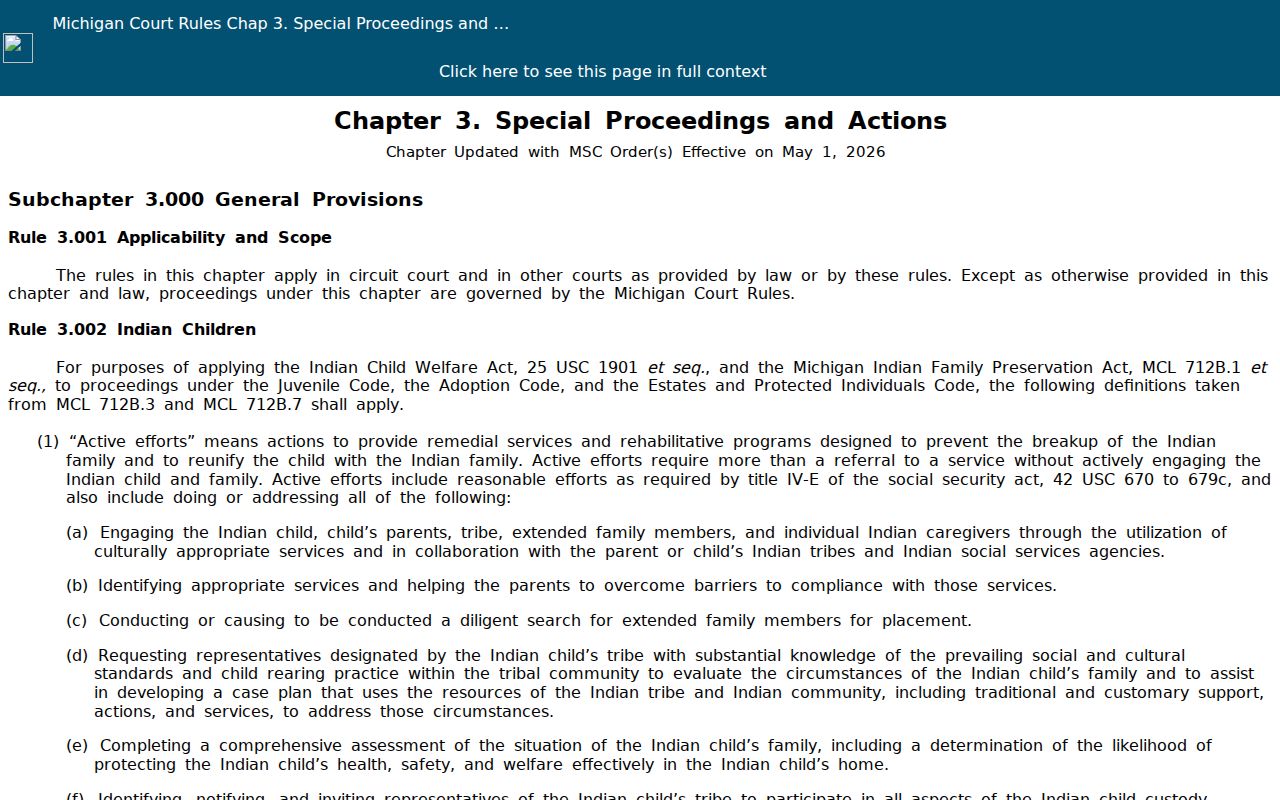 Shiawassee court record Michigan Court Rules Chapter 3 access provisions