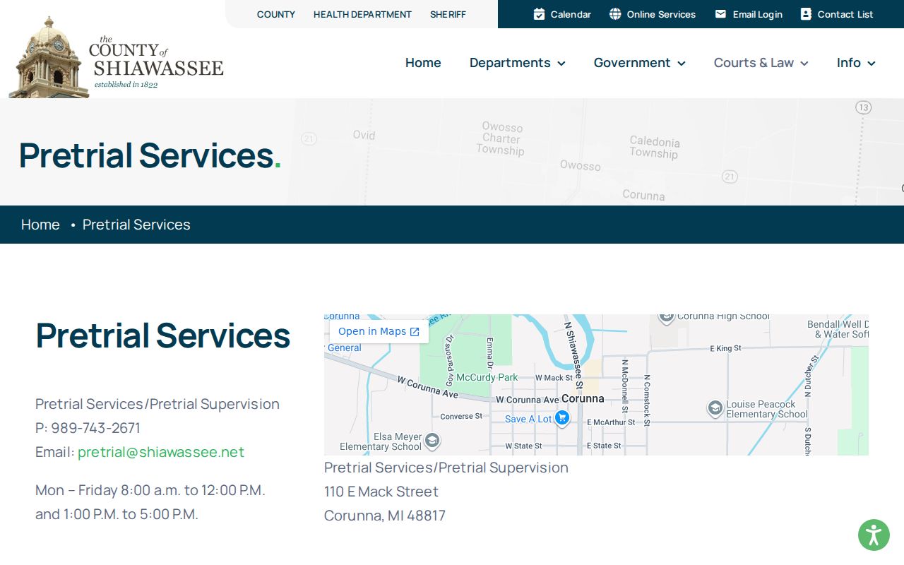 Shiawassee criminal docket search pretrial services information
