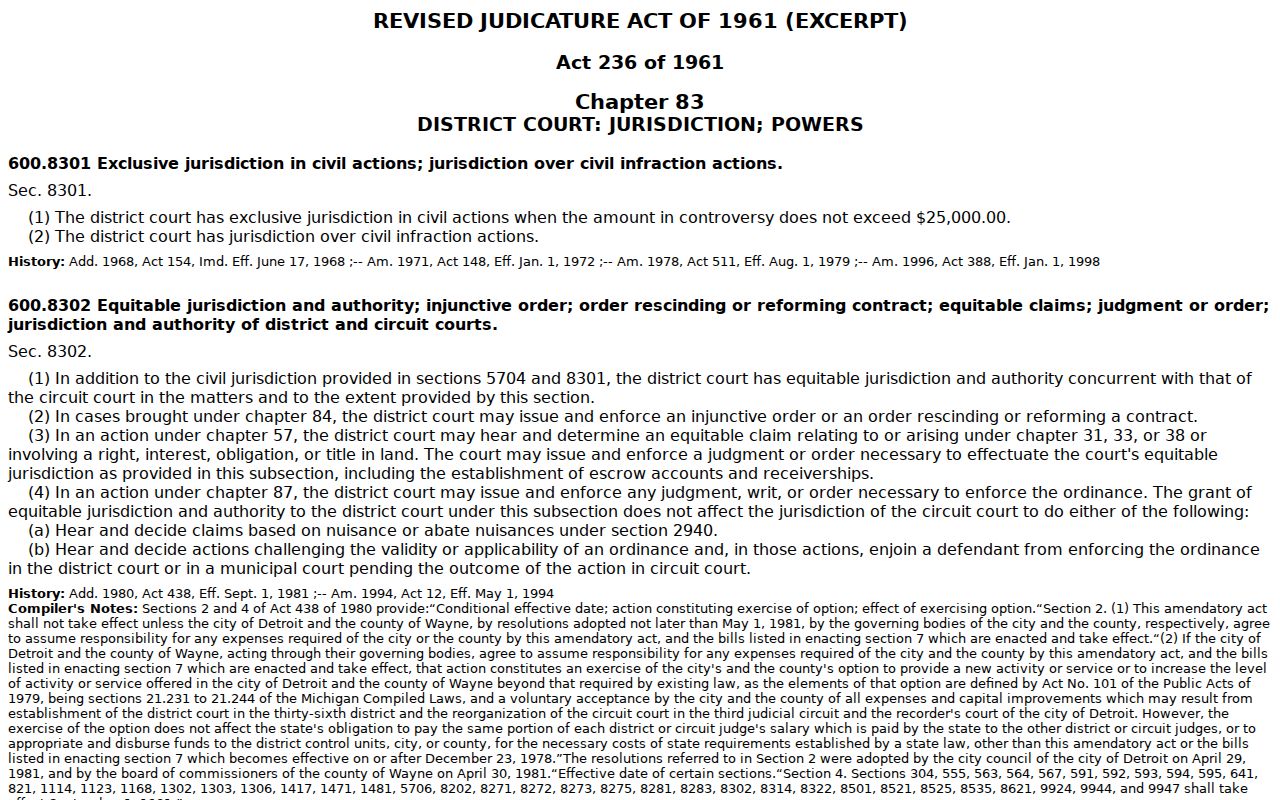 Shiawassee criminal docket search District Court jurisdiction source