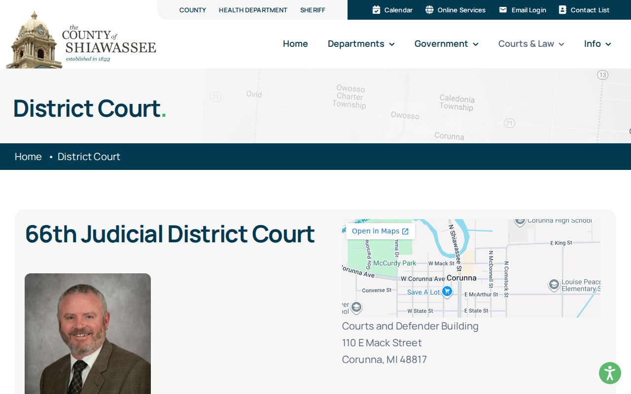 Shiawassee County court docket 66th District Court information